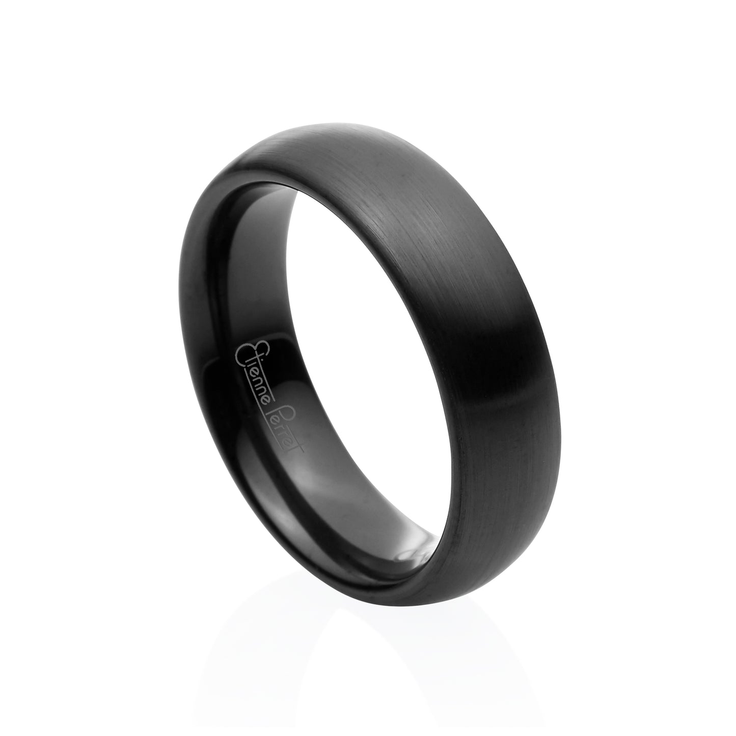 Black Gem Ceramic Dome Band 6mm