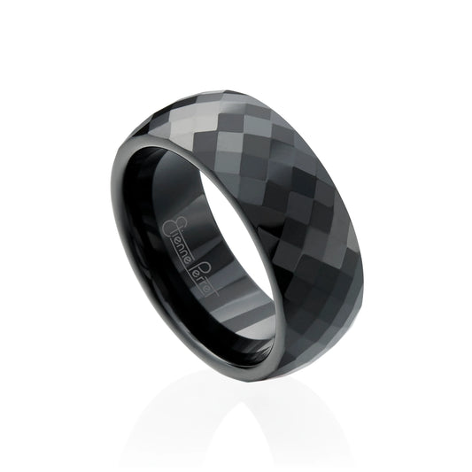 Black Gem Ceramic Faceted Band 8mm