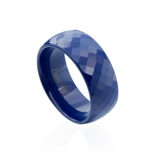 Blue Gem Ceramic Faceted Band 8mm