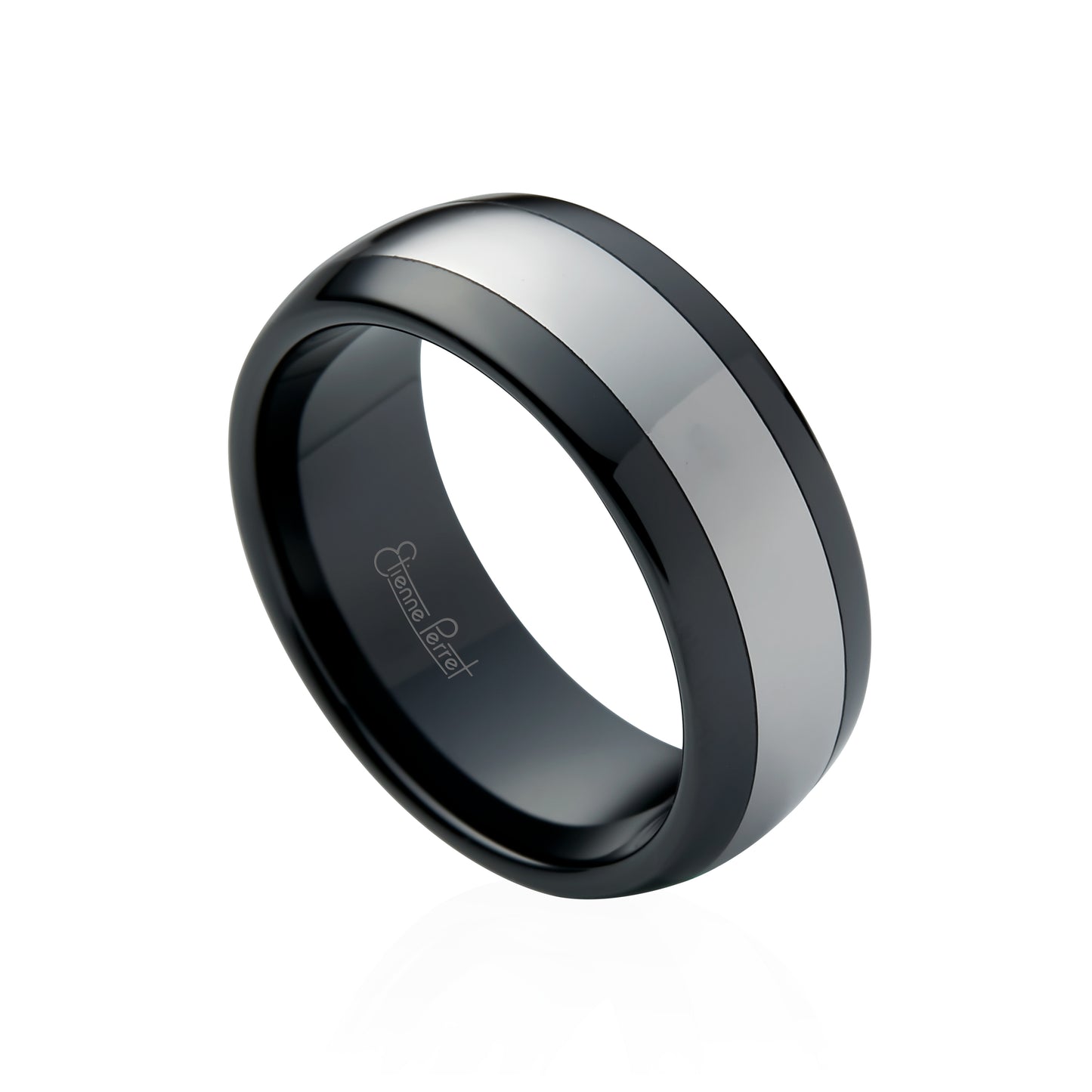 Black Gem Ceramic with Cobalt Chrome Inlay Band 8mm