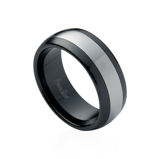 Black Gem Ceramic with Cobalt Chrome Inlay Band 8mm