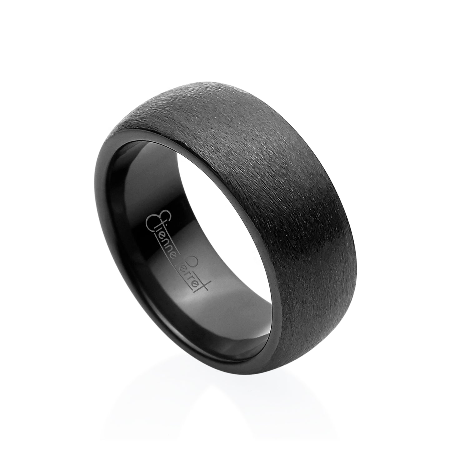 Black Gem Ceramic Dome Band 8mm