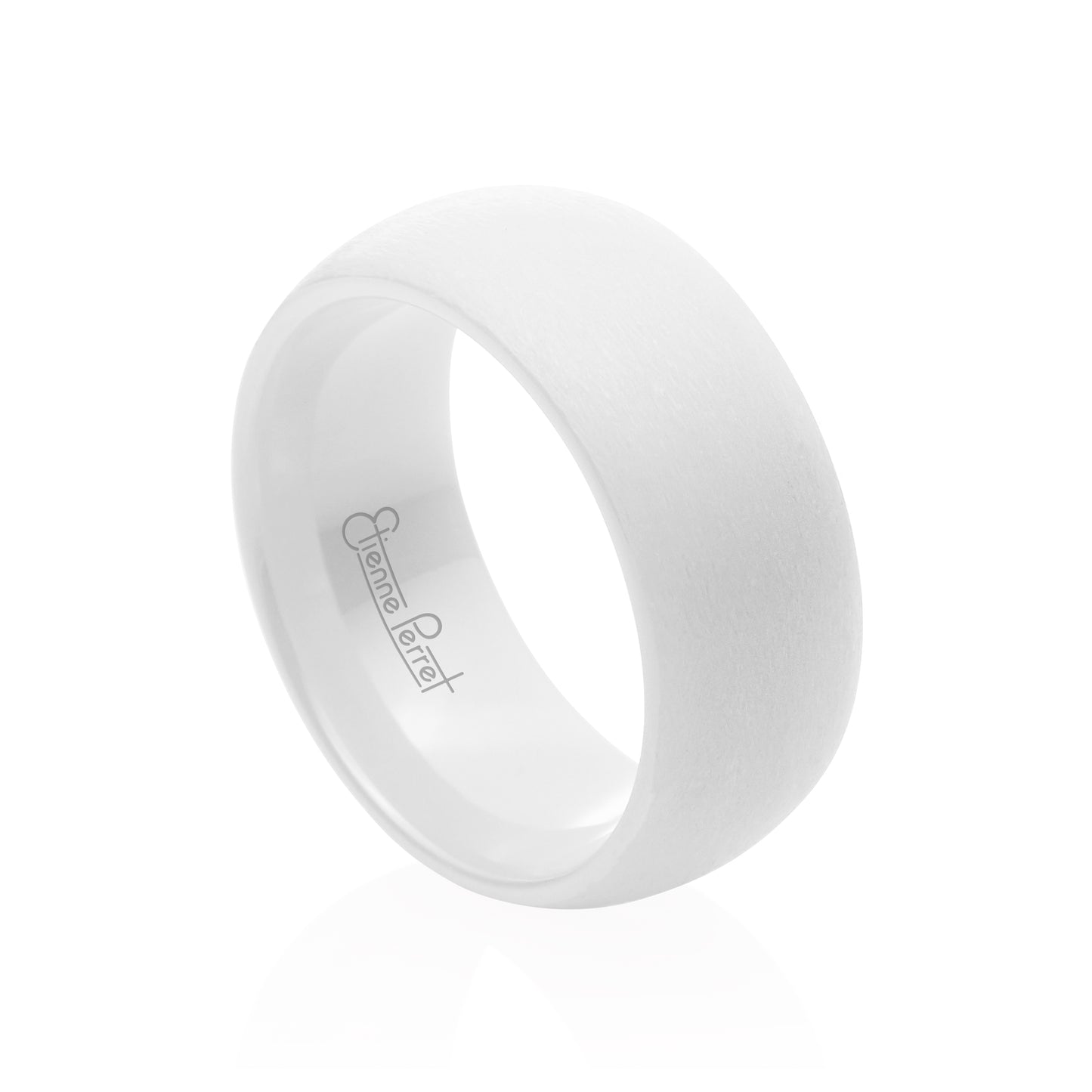 White Gem Ceramic Dome Band 8mm