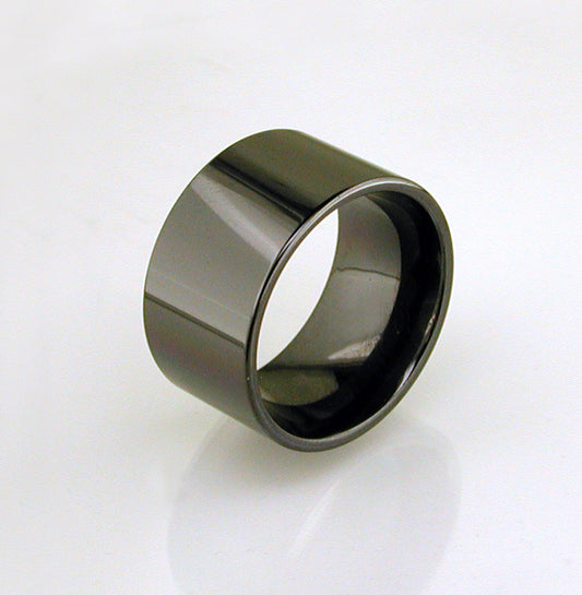 Black Gem Ceramic Flat Band 12mm