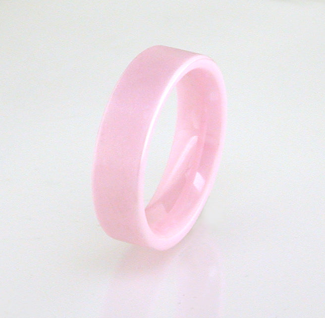 Pink Gem Ceramic Flat Band 6mm