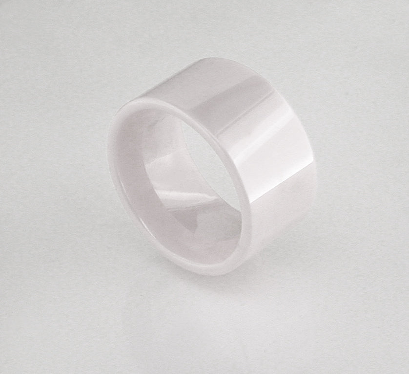 White Gem Ceramic Flat Band 12mm