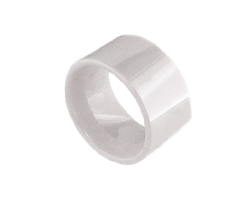 White Gem Ceramic Flat Band 12mm