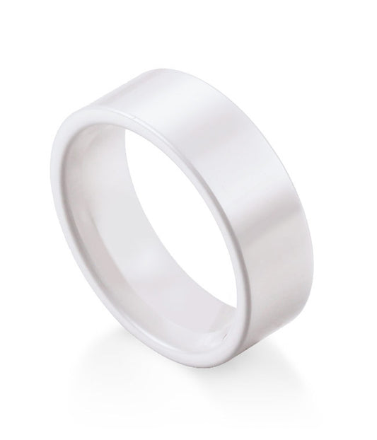 White Gem Ceramic Flat Band 6mm