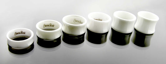 White Gem Ceramic Concave Band 10mm