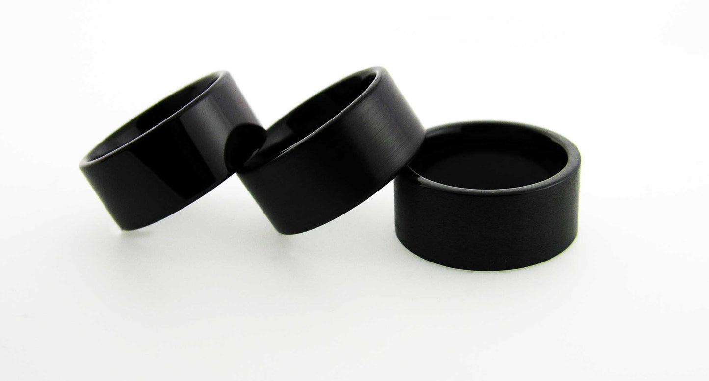 Black Gem Ceramic Flat Band 10mm