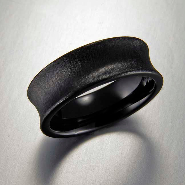 Black Gem Ceramic Concave Band 6mm