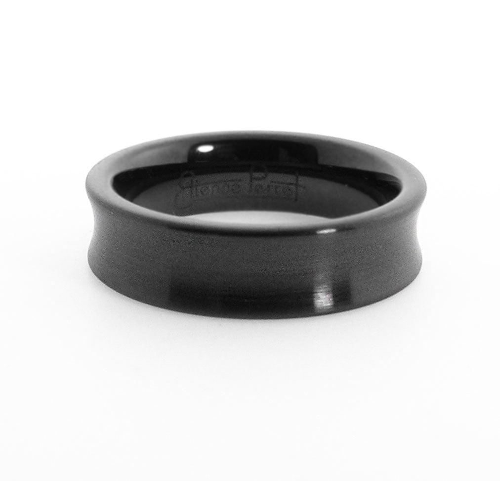 Black Gem Ceramic Concave Band 6mm