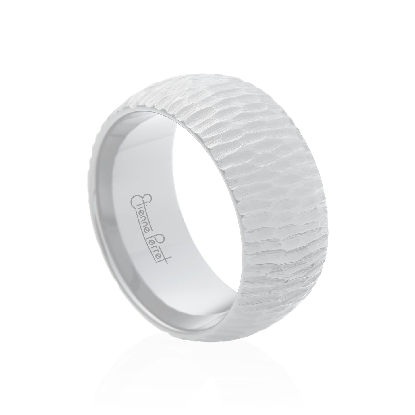 White Gem Ceramic Bark Band 10mm