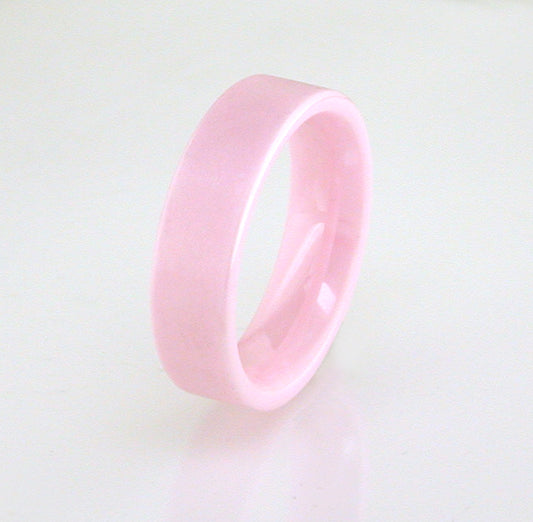Pink Gem Ceramic Flat Band 6mm